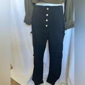 Black Hight Waist Button Up Pants
